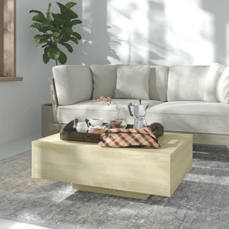

Mesa de centro de aglomerado color roble Sonoma 85x55x31 cm - Marrón - Youthup