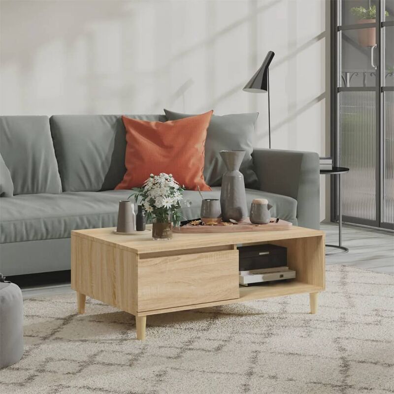 

Mesa de centro de aglomerado color roble Sonoma 90x60x35 cm - Marrón - Youthup