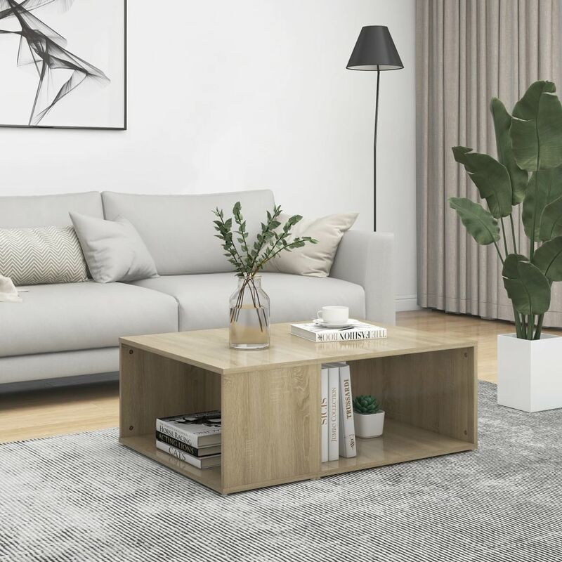 

Mesa de centro de aglomerado color roble Sonoma 90x67x33 cm - Marrón - Youthup