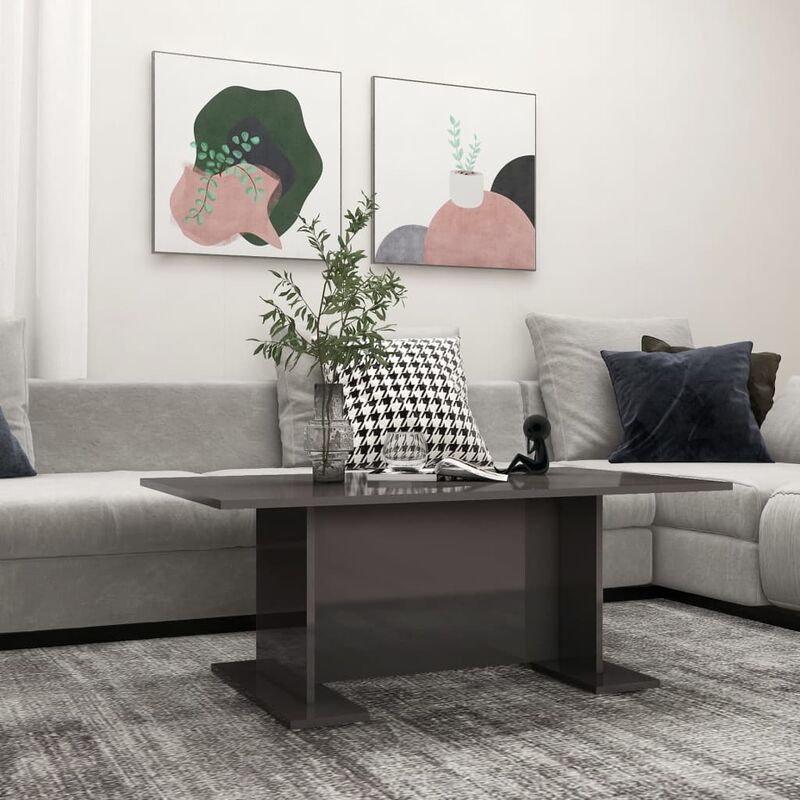 

Mesa de centro de aglomerado gris brillante 103,5x60x40 cm - Gris - Youthup