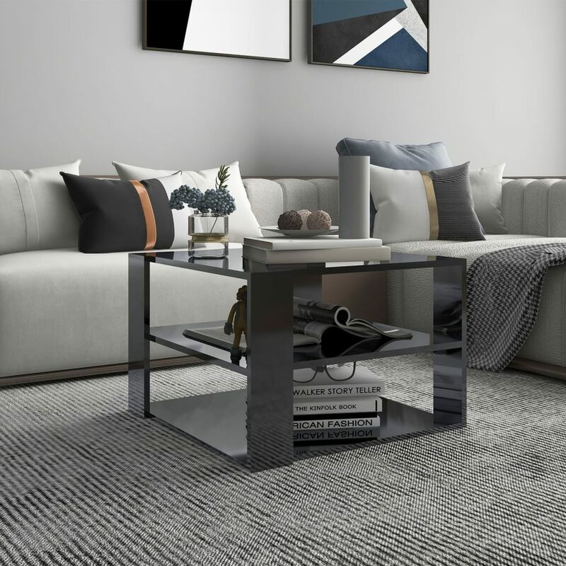 

Mesa de centro de aglomerado gris brillante 60x60x40 cm - Gris - Youthup