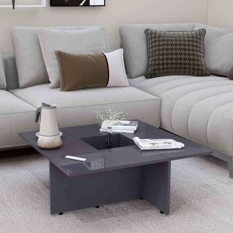 

Mesa de centro de aglomerado gris brillante 79,5x79,5x30 cm - Gris - Youthup