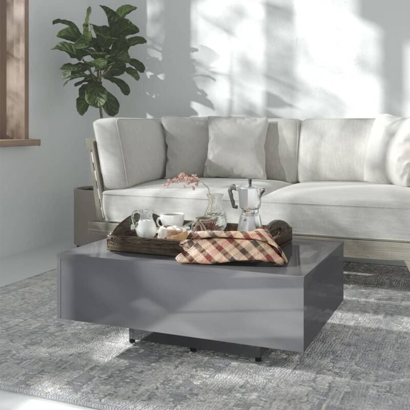 

Mesa de centro de aglomerado gris brillante 85x55x31 cm - Gris - Youthup