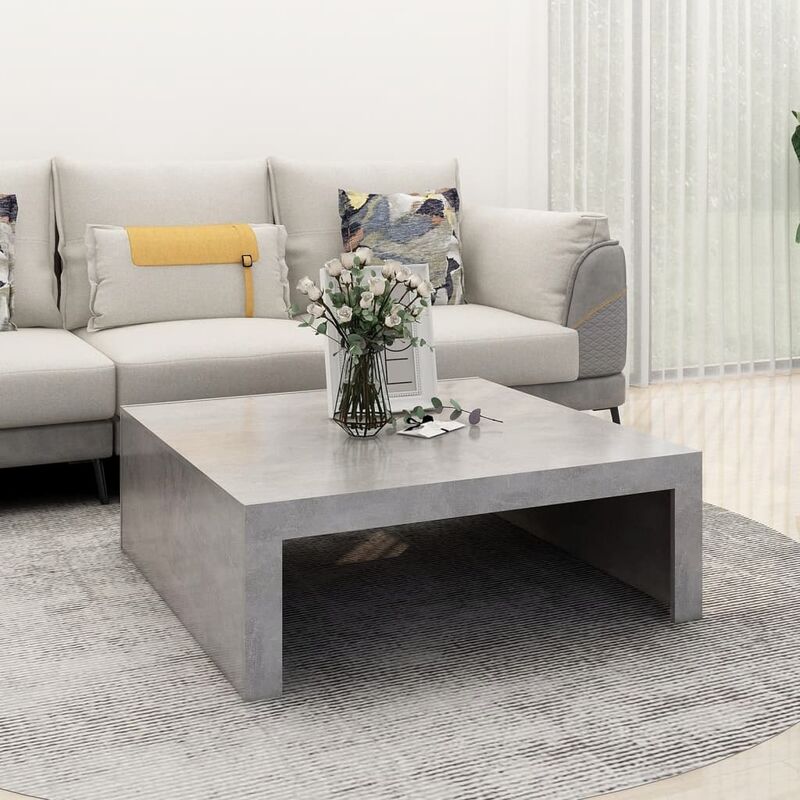 

Mesa de centro de aglomerado gris hormigón 100x100x35 cm - Gris - Youthup