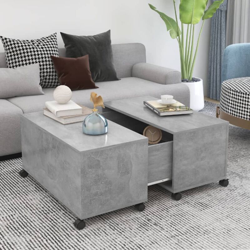 

Mesa de centro de aglomerado gris hormigón 75x75x38 cm - Gris - Youthup