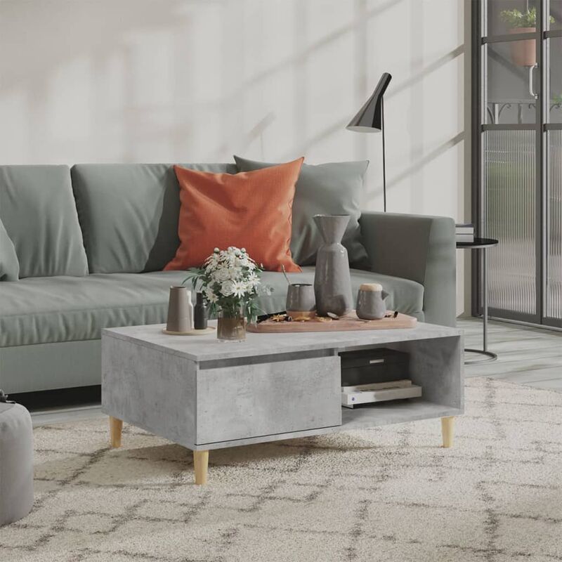 

Mesa de centro de aglomerado gris hormigón 90x60x35 cm - Gris - Youthup