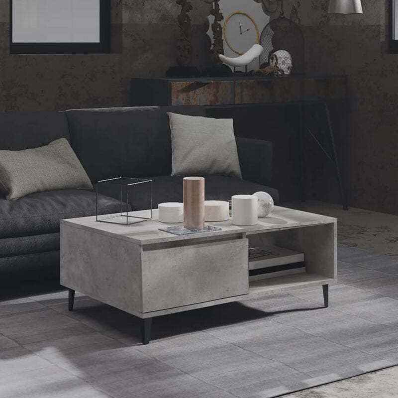 

Mesa de centro de aglomerado gris hormigón 90x60x35 cm - Gris - Youthup