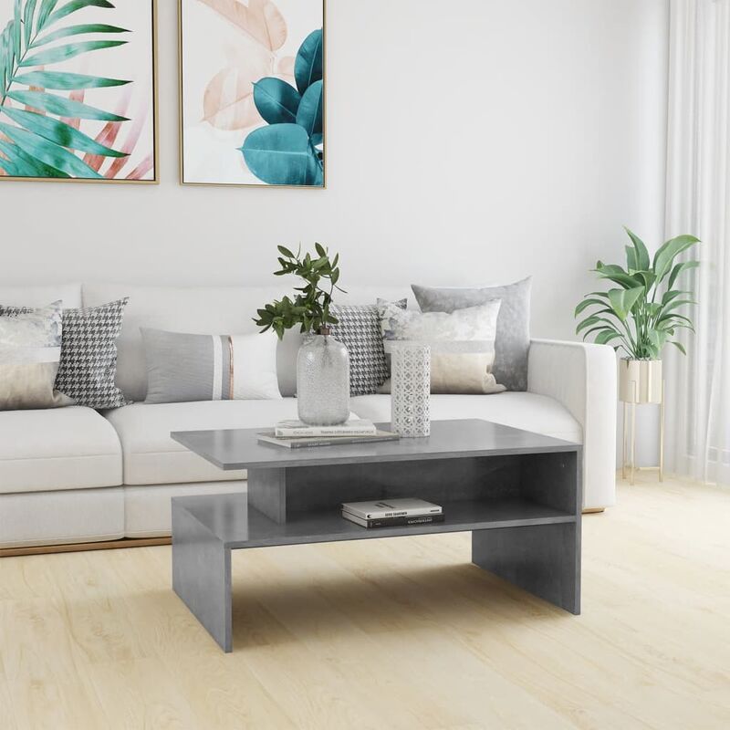 

Mesa de centro de aglomerado gris hormigón 90x60x42,5 cm - Gris - Youthup