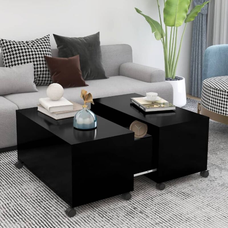 

Mesa de centro de aglomerado negro 75x75x38 cm - Negro - Youthup