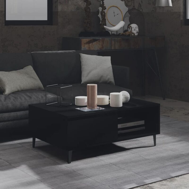 

Mesa de centro de aglomerado negro 90x60x35 cm - Negro - Youthup