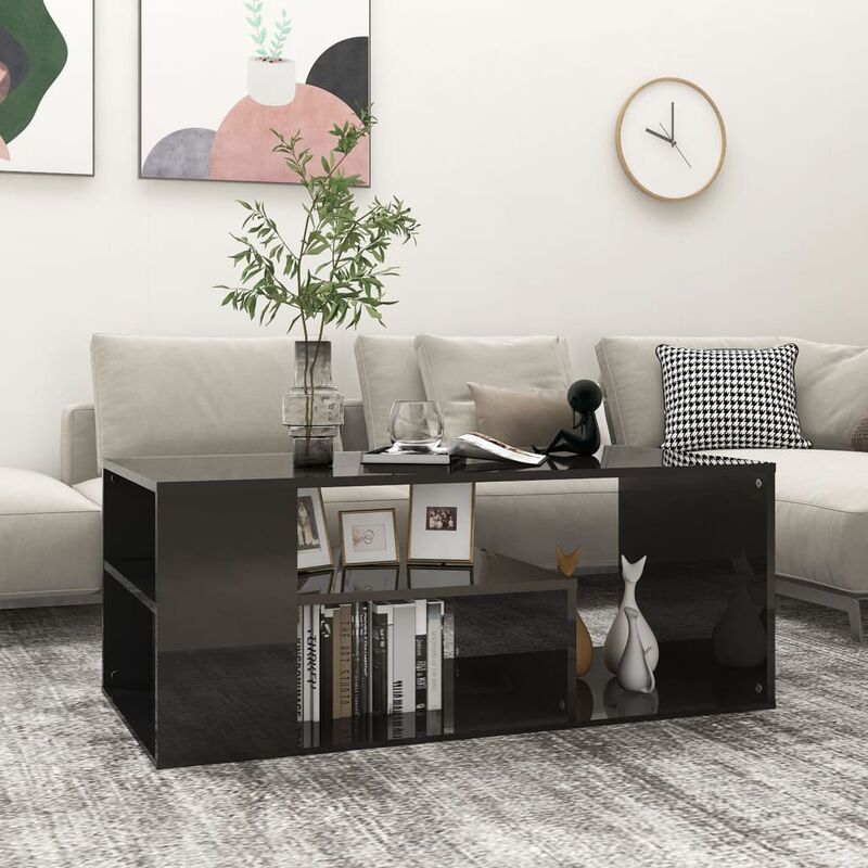 

Mesa de centro de aglomerado negro brillante 100x50x40 cm - Negro - Youthup