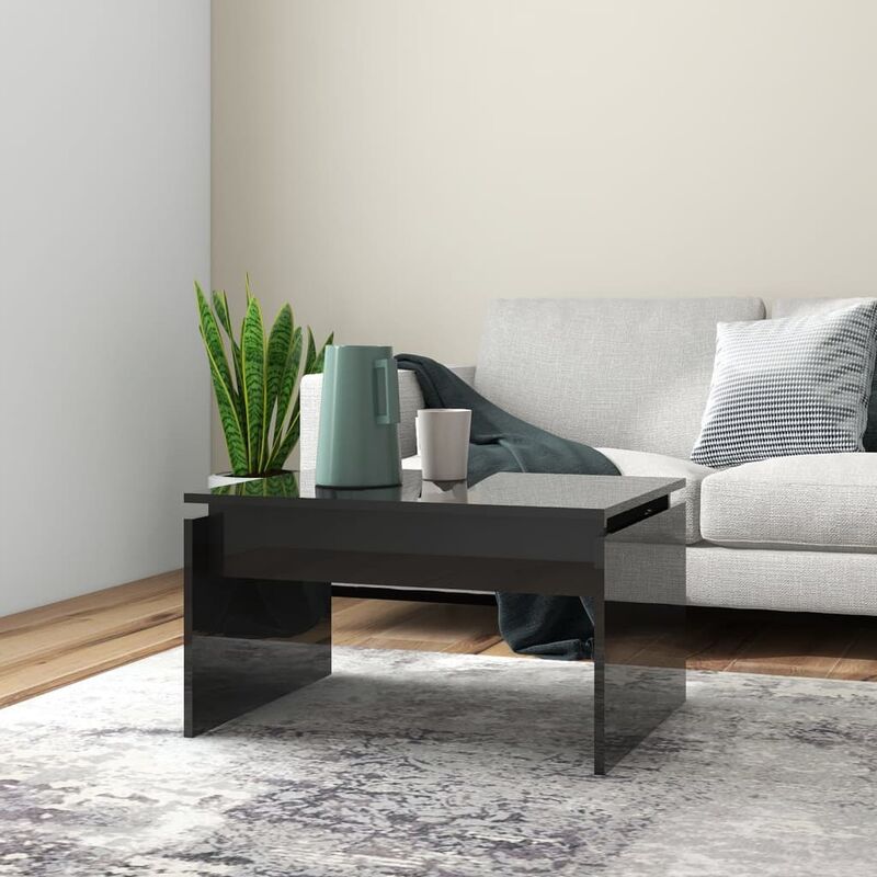 

Mesa de centro de aglomerado negro brillante 68x50x38 cm - Negro - Youthup