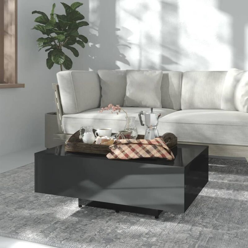 

Mesa de centro de aglomerado negro brillante 85x55x31 cm - Negro - Youthup