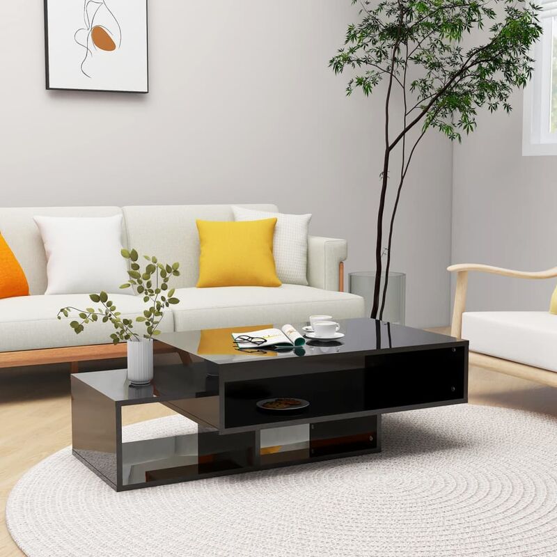 

Mesa de centro de aglomerado negro con brillo 105x55x32 cm - Negro - Youthup
