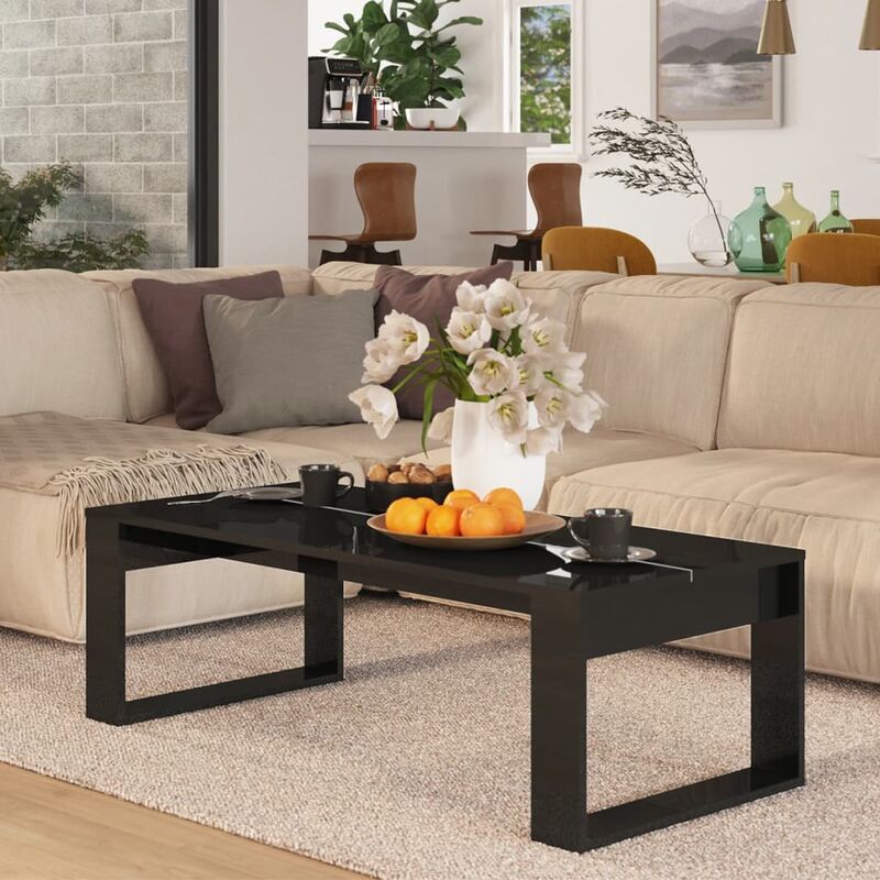 

Mesa de centro de aglomerado negro con brillo 110x50x35 cm - Negro - Youthup