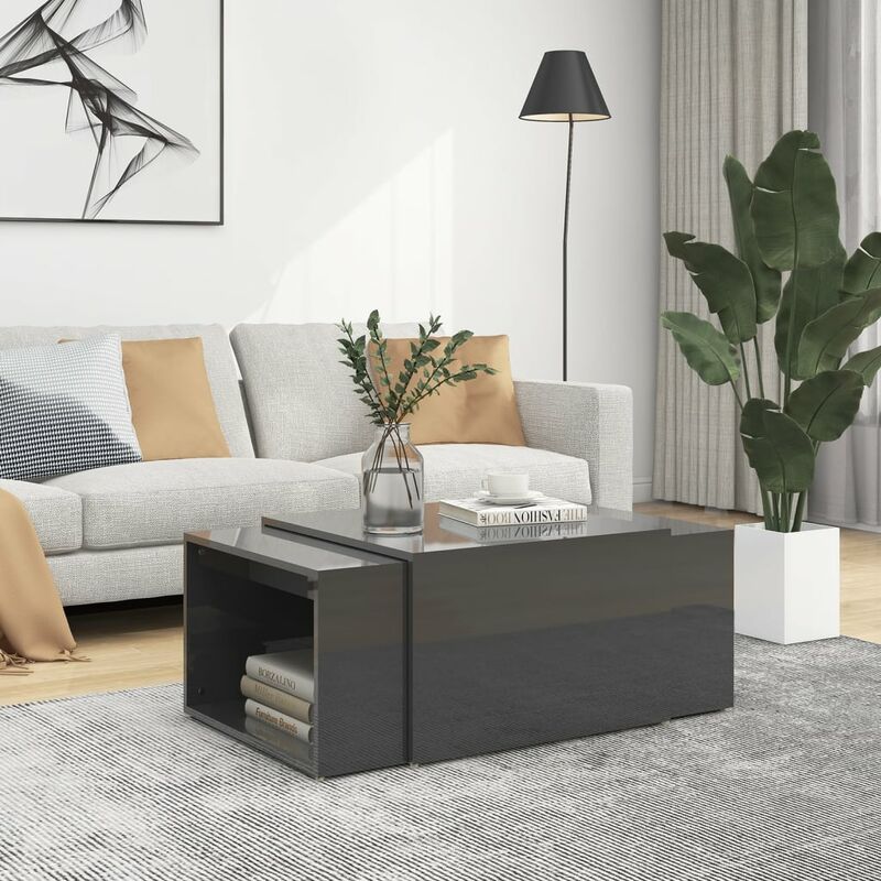 

Mesa de centro nido 3 pzas aglomerado gris brillante 60x60x30cm - Gris - Youthup