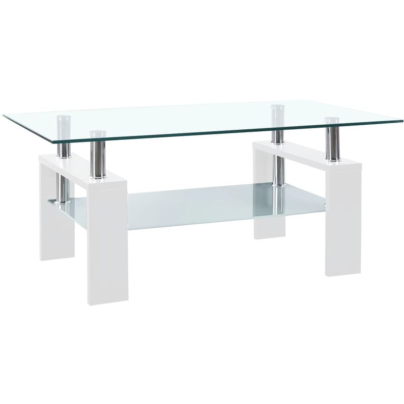 

Mesa de centro vidrio templado blanco transparente 95x55x40 cm - Blanco - Youthup