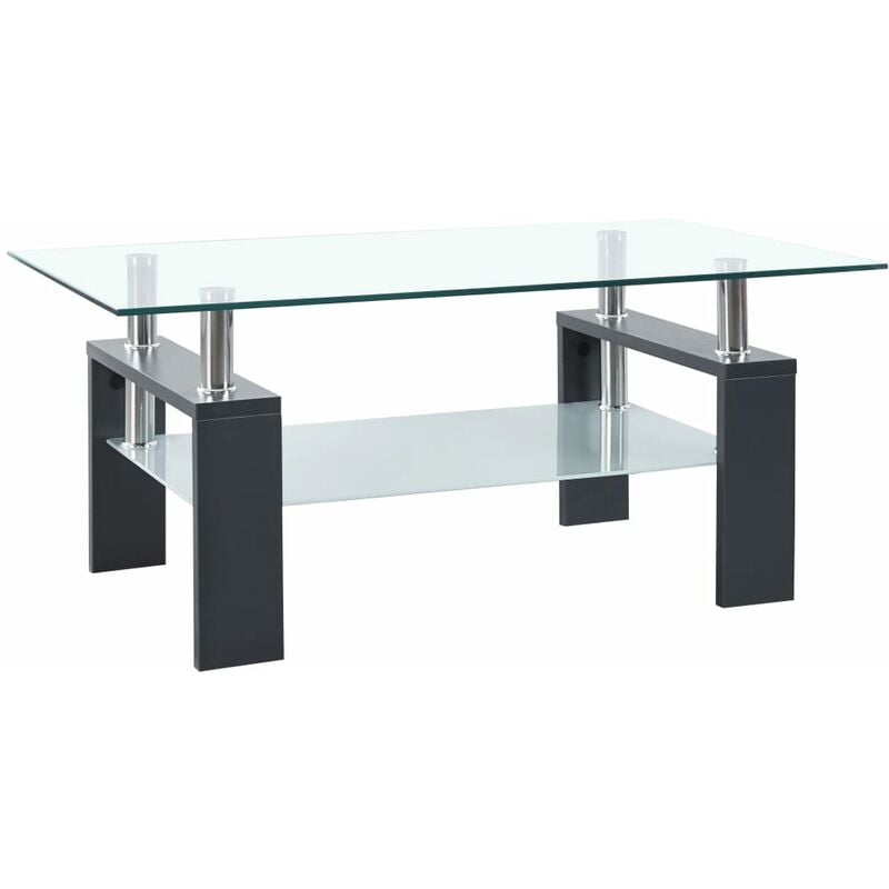 

Mesa de centro vidrio templado gris transparente 95x55x40 cm - Gris - Youthup