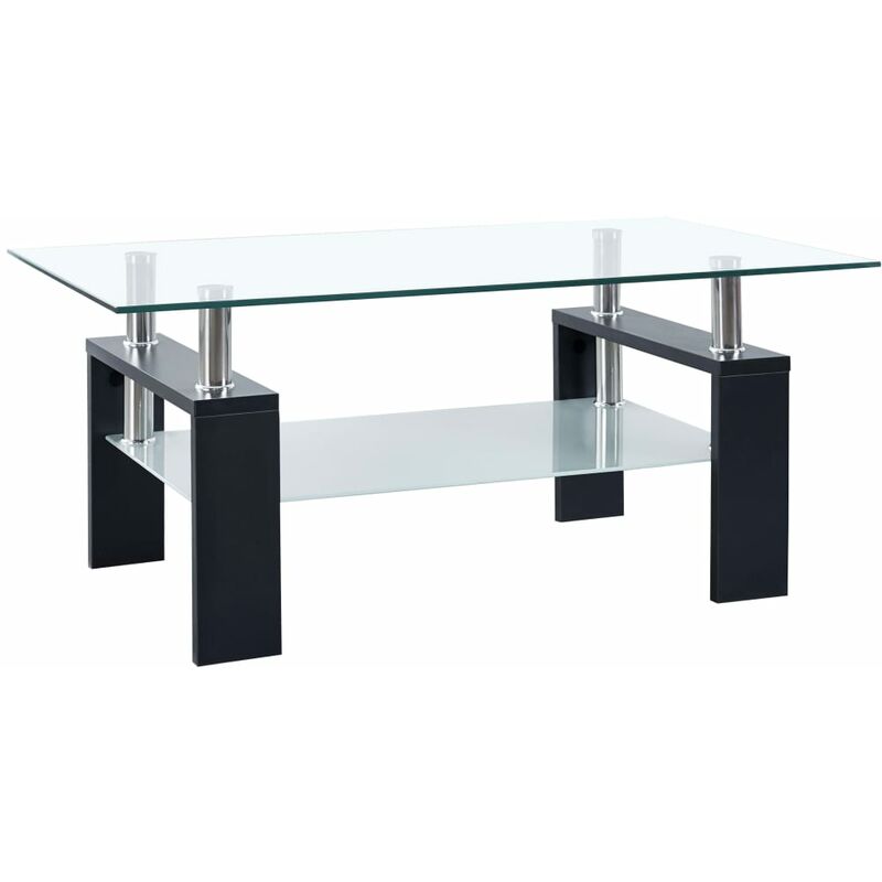 

Mesa de centro vidrio templado negro transparente 95x55x40 cm - Negro - Youthup