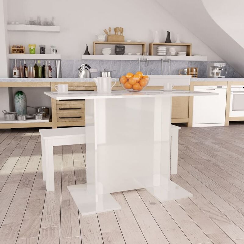 

Mesa de comedor de aglomerado blanco brillante 110x60x75 cm - Blanco - Youthup
