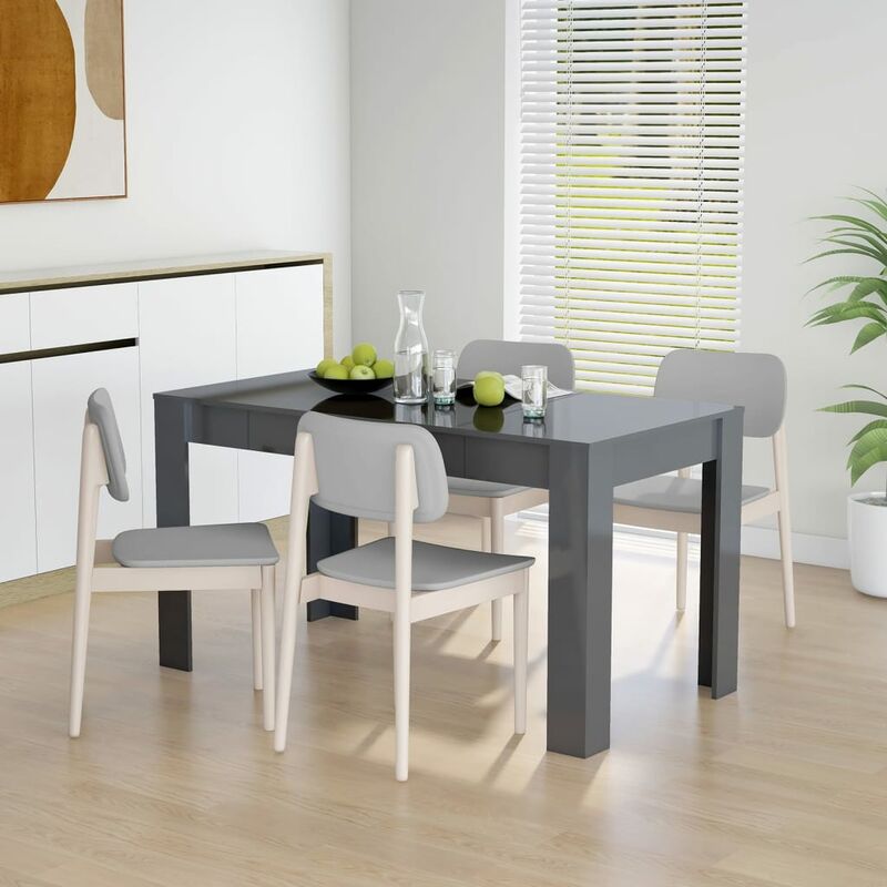 

Mesa de comedor de aglomerado gris brillante 140x74,5x76 cm - Gris - Youthup