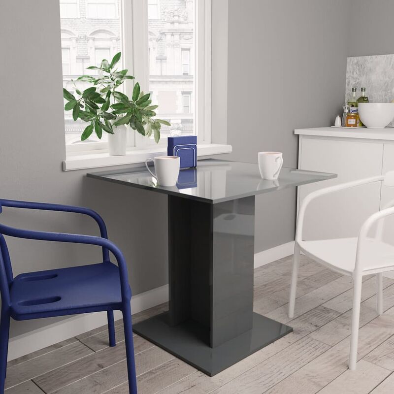 

Mesa de comedor de aglomerado gris brillante 80x80x75 cm - Gris - Youthup