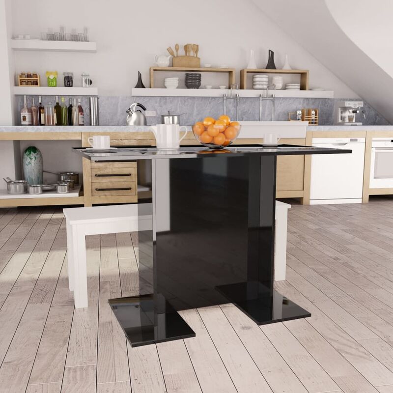 

Mesa de comedor de aglomerado negro brillante 110x60x75 cm - Negro - Youthup