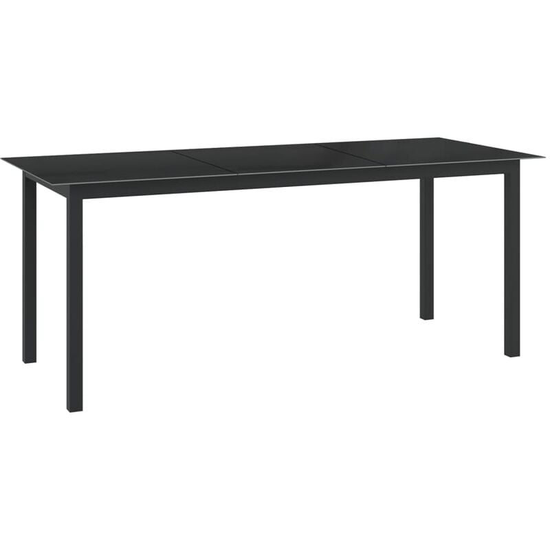 

Mesa de jardín de aluminio y vidrio negro 190x90x74cm - Negro - Youthup