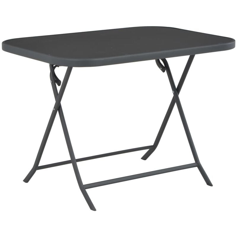 

YOUTHUP Mesa de jardín plegable vidrio y acero gris 100x75x72 cm - Gris