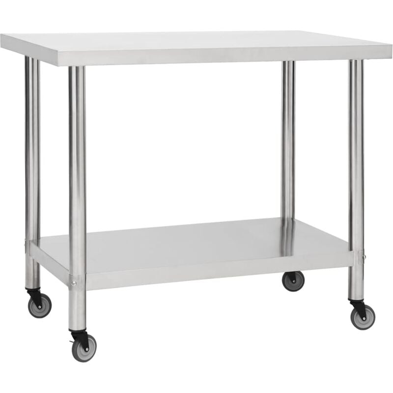 

Mesa de trabajo para cocina con ruedas acero inox 80x60x85 cm - Youthup