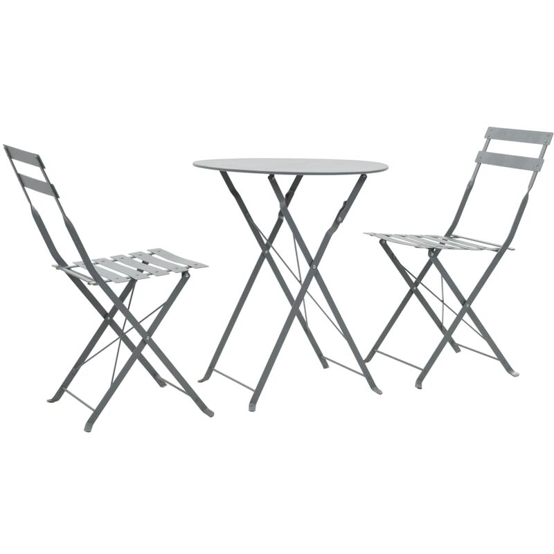 

Mesa y sillas bistró de jardín 3 piezas acero gris - Gris - Youthup