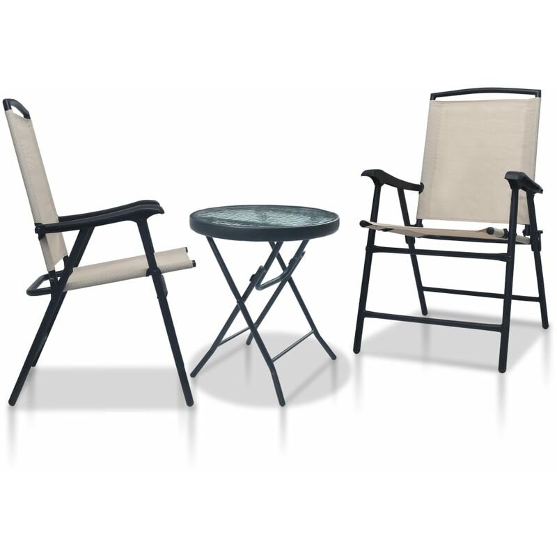 

Mesa y sillas de bistró 3 piezas acero color crema - Crema - Youthup