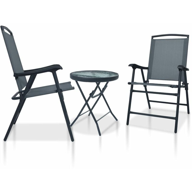 

Mesa y sillas de bistró 3 piezas acero gris - Gris - Youthup