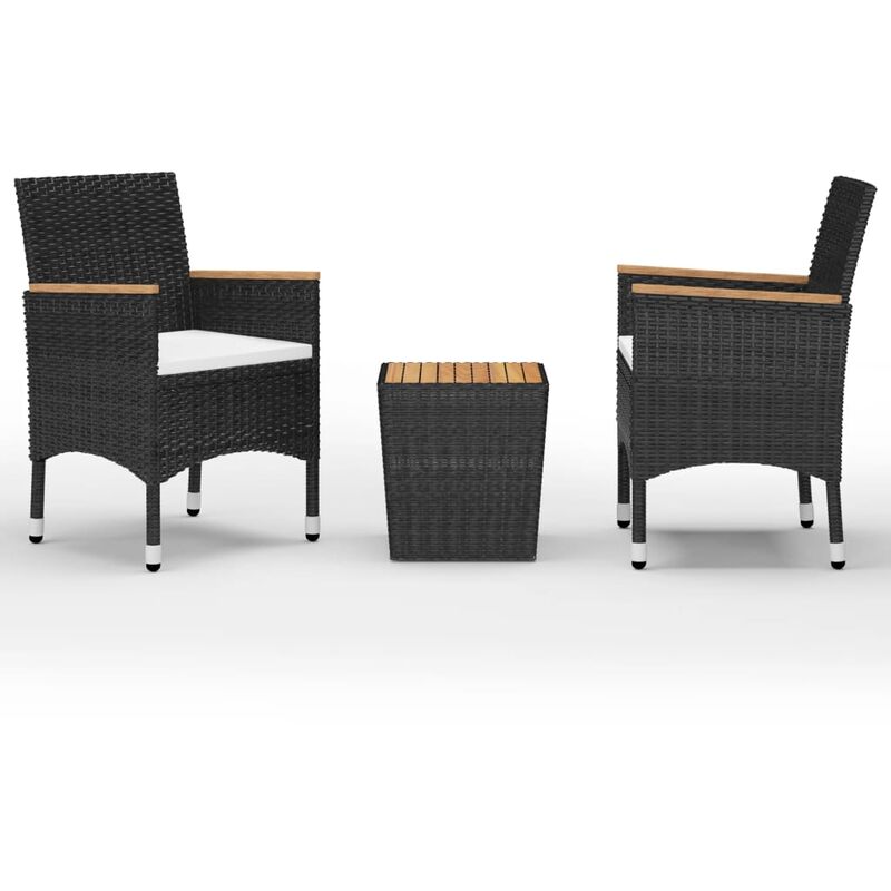 

YOUTHUP Mesa y sillas jardín 3 pzas ratán sintético madera acacia negro - Negro