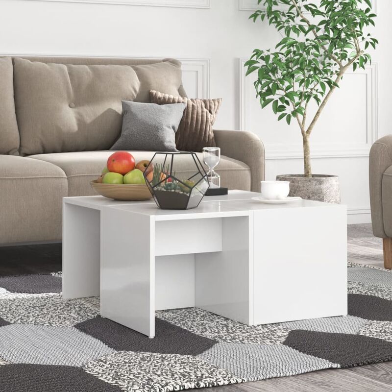 

Mesas de centro 4 pzas aglomerado blanco brillante 33x33x33 cm - Blanco - Youthup