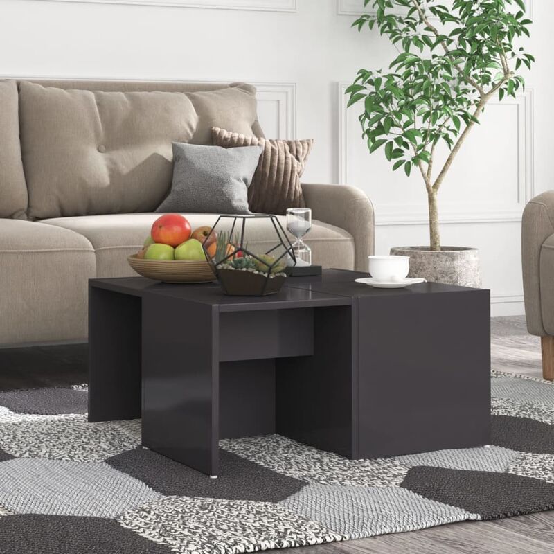 

Mesas de centro 4 pzas aglomerado gris brillante 33x33x33 cm - Gris - Youthup
