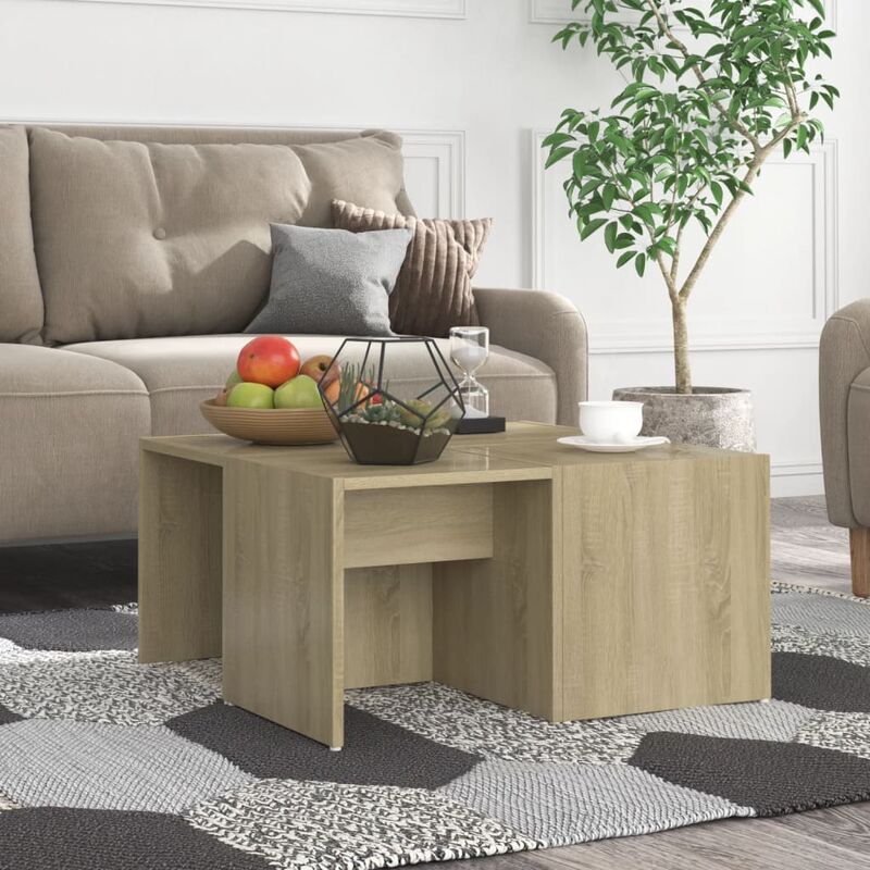 

Mesas de centro 4 pzas aglomerado roble Sonoma 33x33x33 cm - Marrón - Youthup