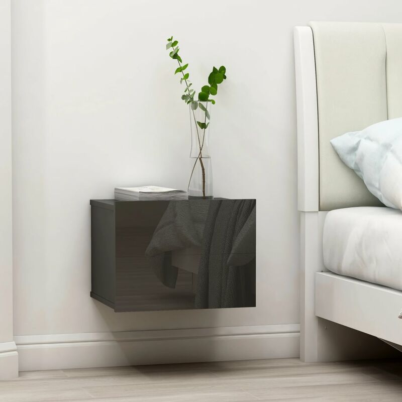 

Mesita de noche aglomerado gris brillante 40x30x30 cm - Gris - Youthup