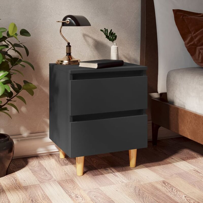 

Mesita de noche con patas madera pino gris 40x35x50 cm - Gris - Youthup