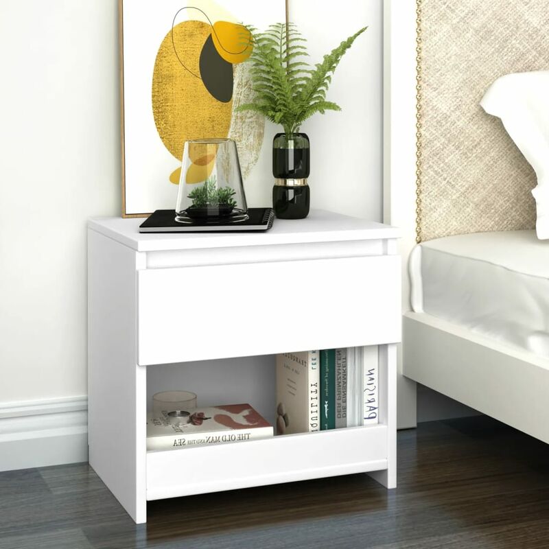 

Mesita de noche de aglomerado blanco 40x30x39 cm - Blanco - Youthup