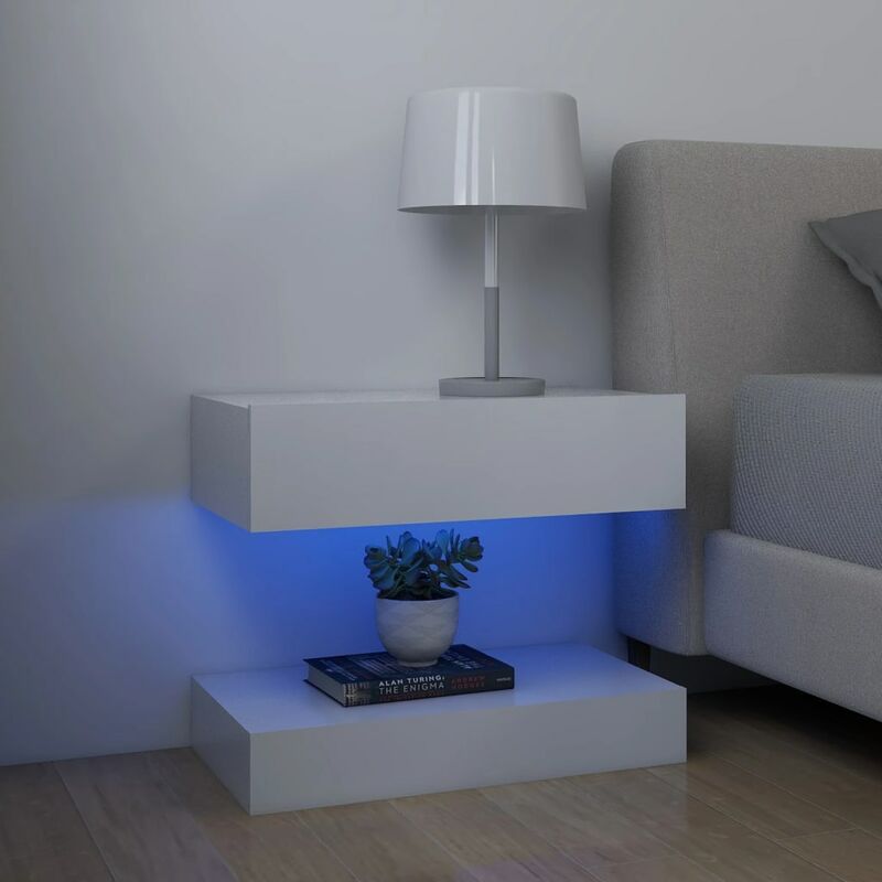

YOUTHUP Mesita de noche de aglomerado blanco 60x35 cm - Blanco