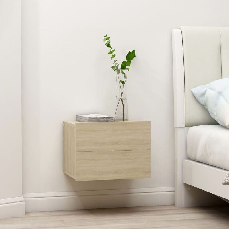 

Mesita de noche de aglomerado color roble Sonoma 40x30x30 cm - Beige - Youthup