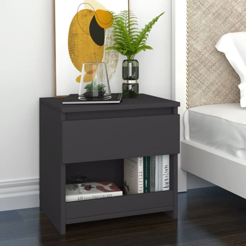 

YOUTHUP Mesita de noche gris aglomerado 40x30x39 cm - Gris