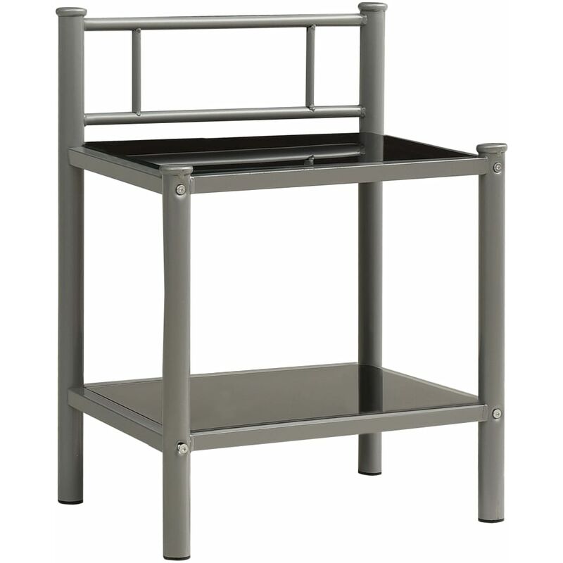 

Mesita de noche metal y vidrio gris y negro 45x34,5x60,5 cm - Youthup