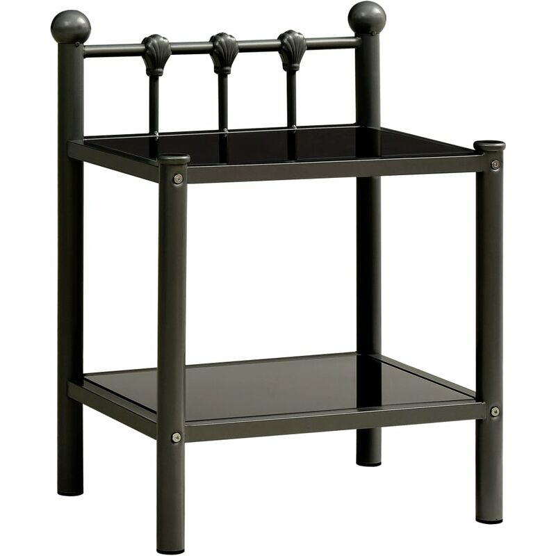 

Mesita de noche metal y vidrio negro 45x34,5x60,5 cm - Youthup