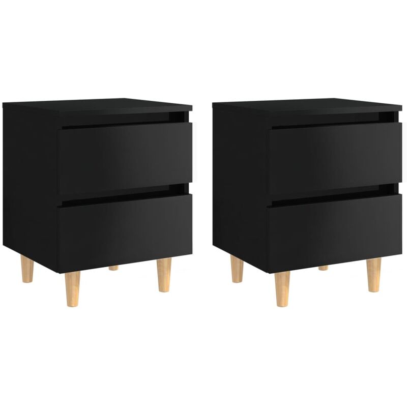 

Mesita de noche y patas pino 2 uds negro con brillo 40x35x50cm - Youthup