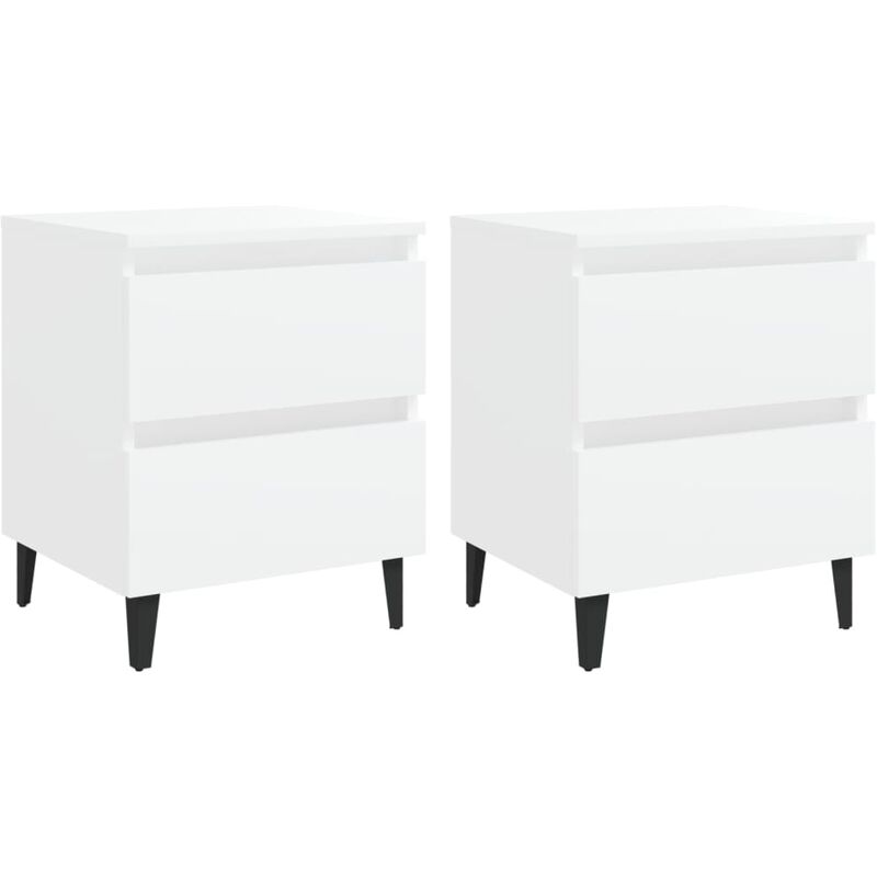 

YOUTHUP Mesitas de noche 2 uds aglomerado blanco 40x35x50 cm - Blanco