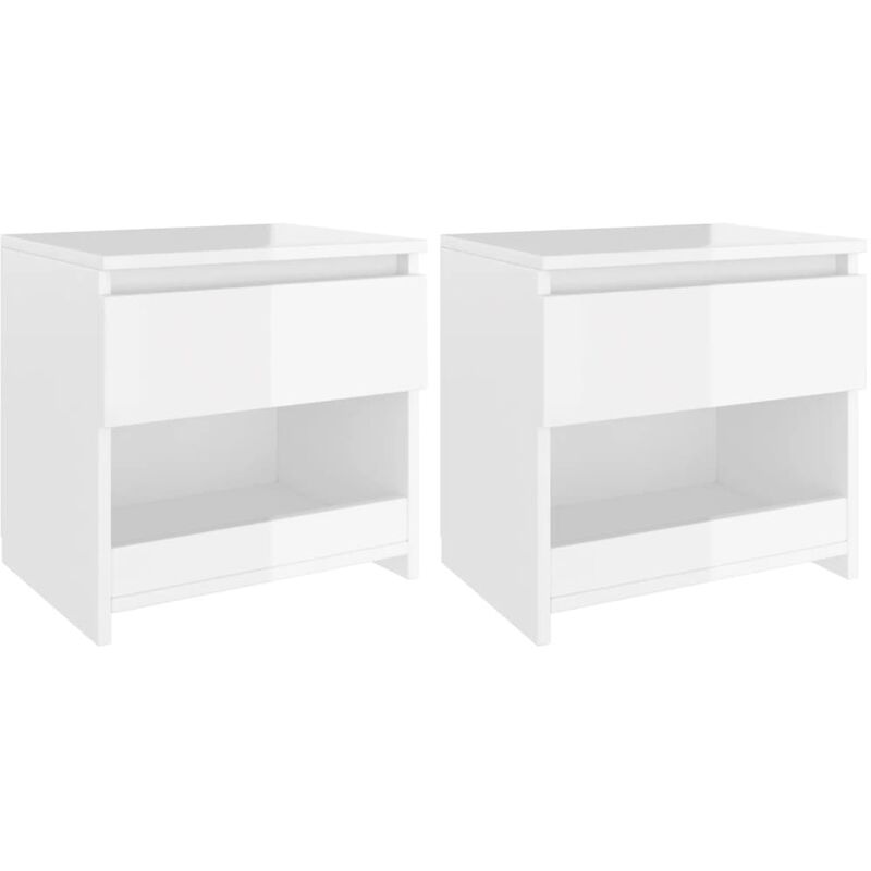 

Mesitas de noche 2 uds aglomerado blanco brillante 40x30x39 cm - Blanco - Youthup