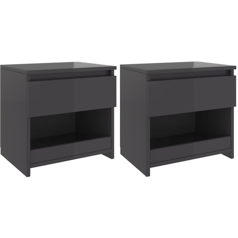 

Mesitas de noche 2 uds aglomerado gris brillante 40x30x39 cm - Gris - Youthup