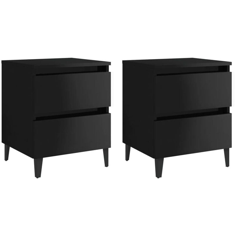 

Mesitas de noche 2 uds aglomerado negro brillante 40x35x50 cm - Negro - Youthup